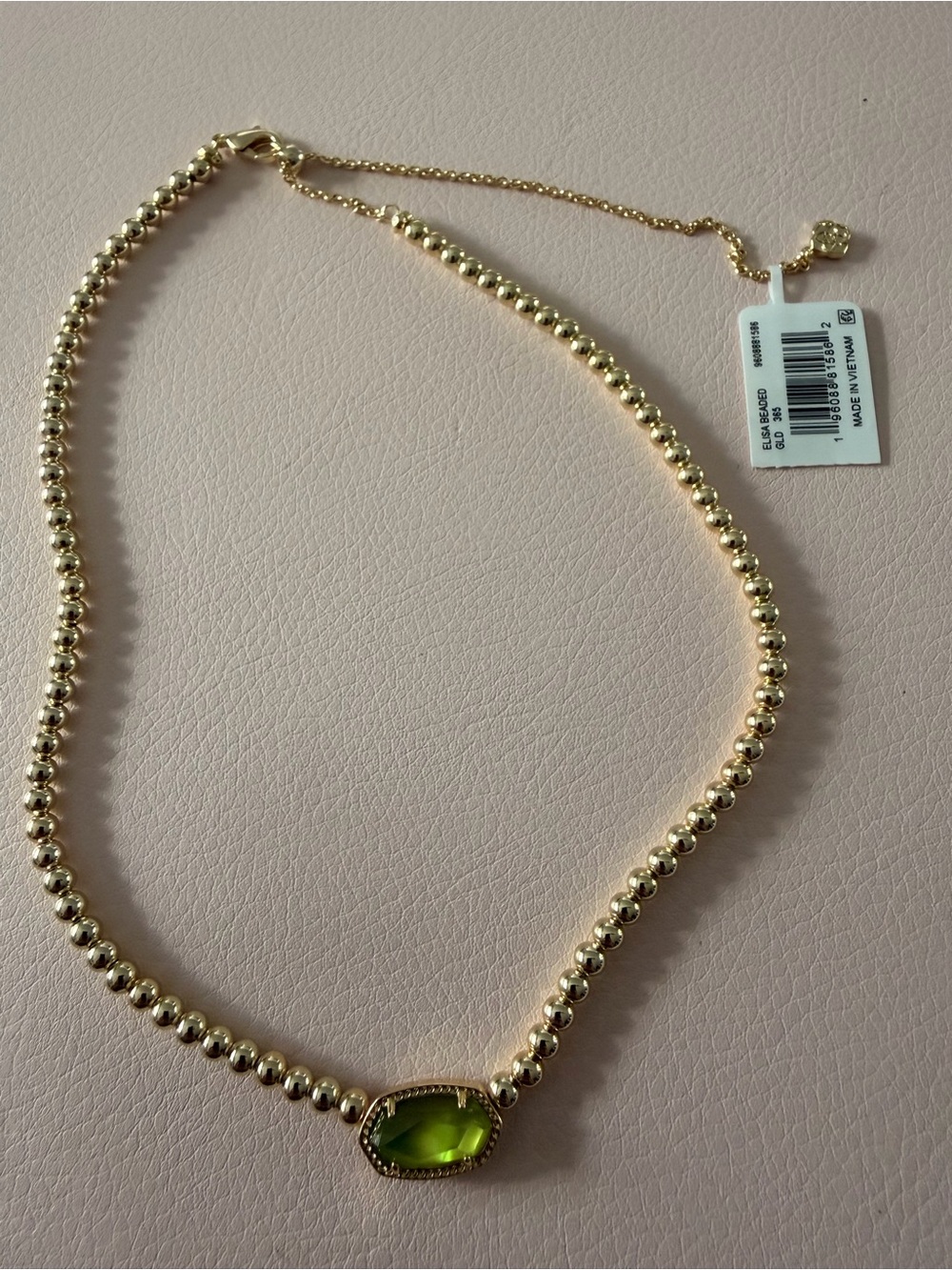NWT Kendra Scott Beaded Elisa in Chartreuse Green Mother-of-Pearl